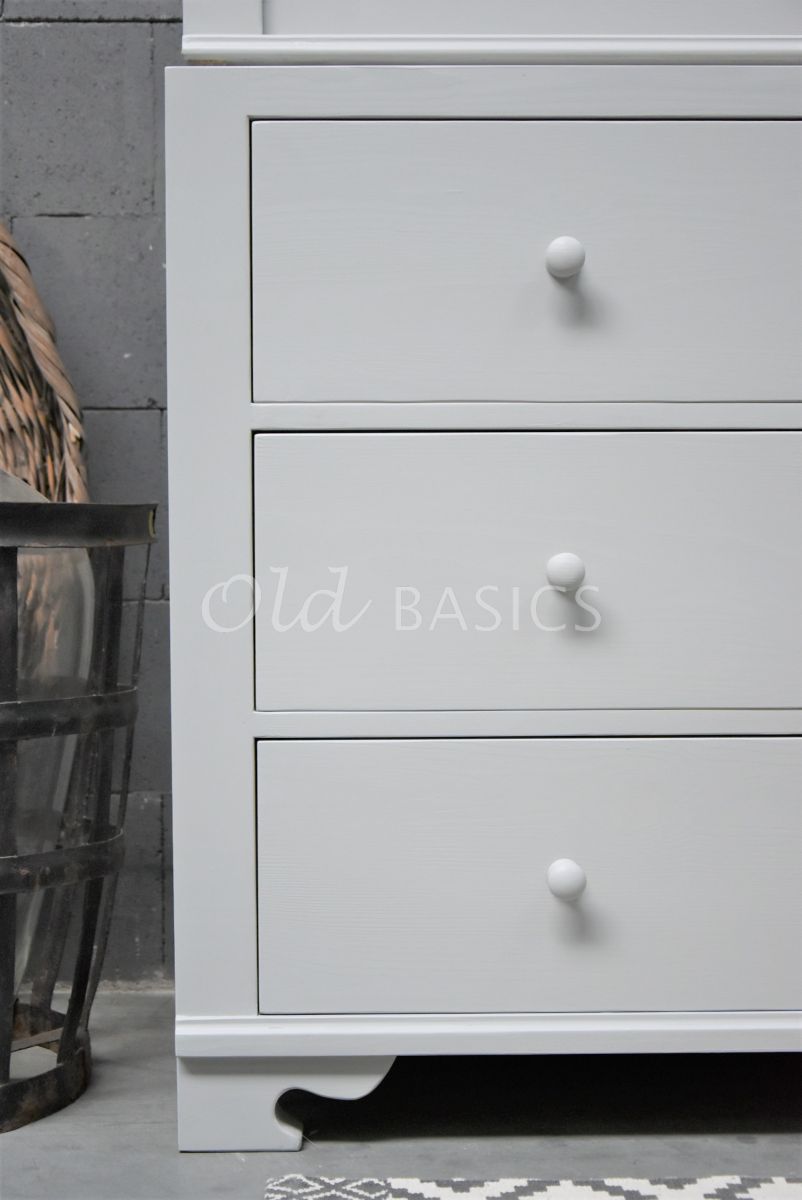 Detail van Zweedse kast, 2 deuren, RAL7044, grijs, materiaal hout